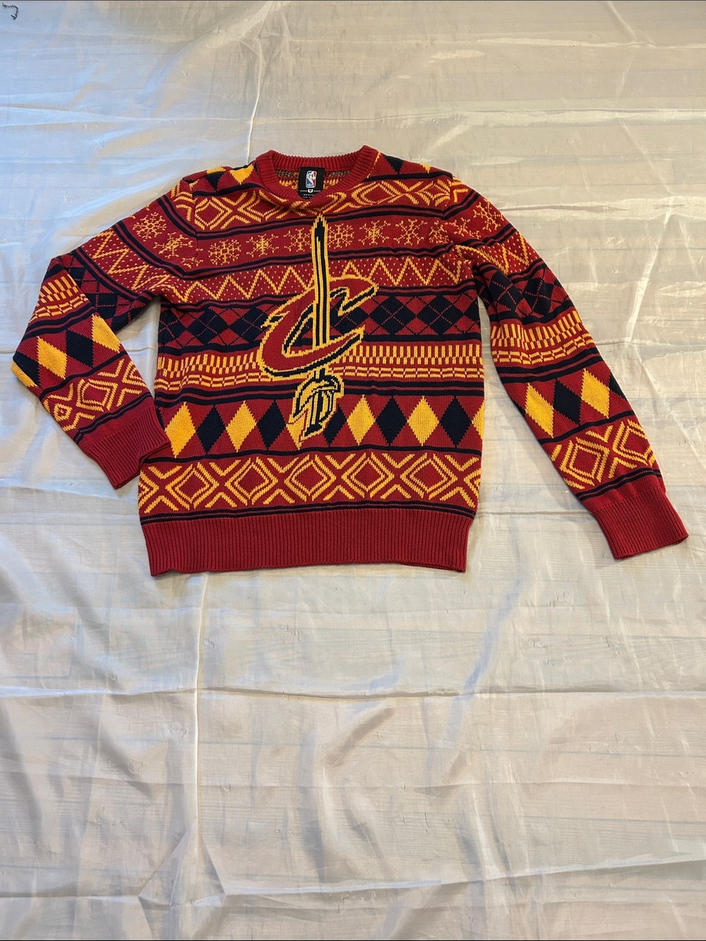 NBA Cleveland Crewneck Sweater in Red, Yellow & Navy